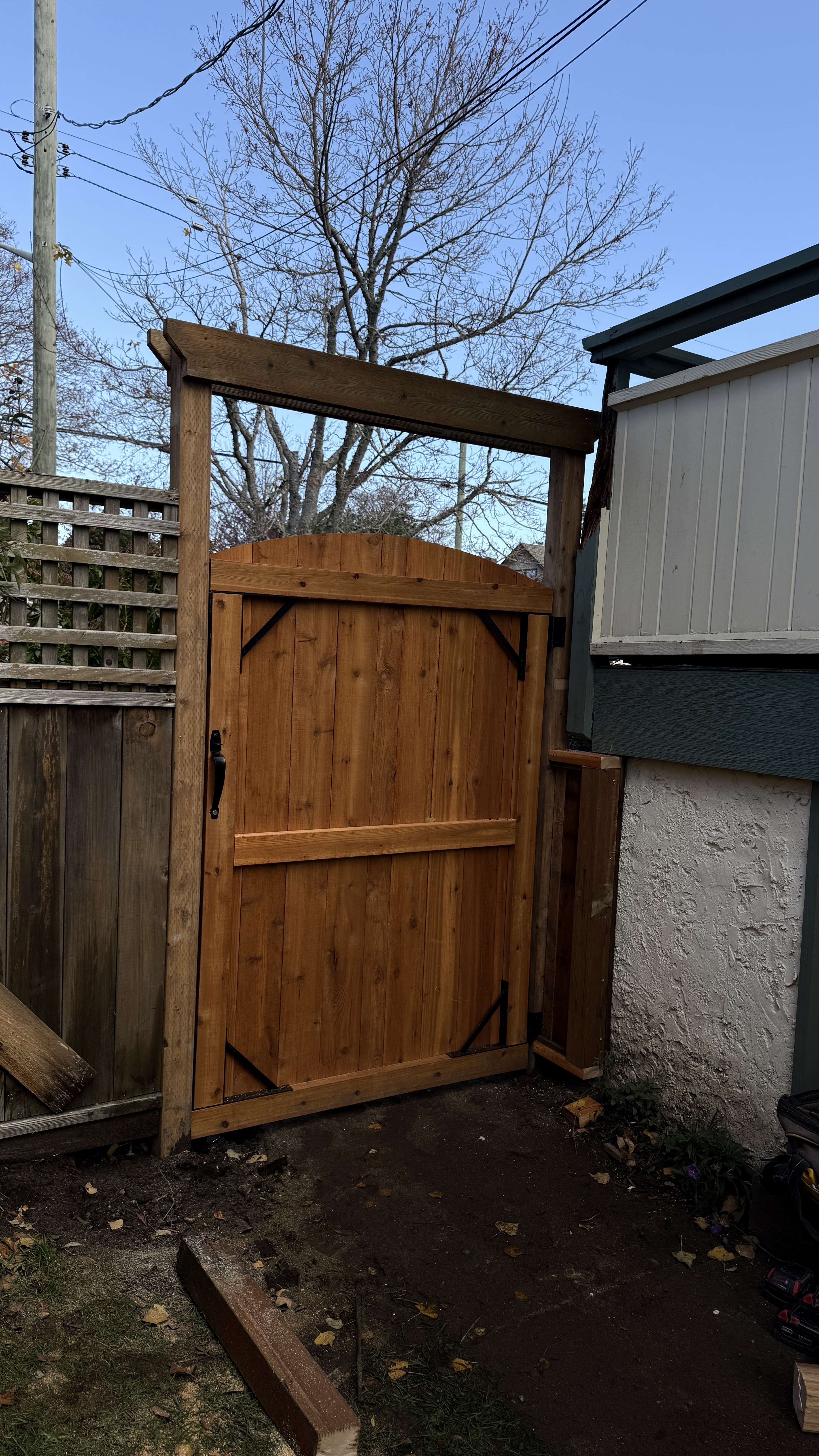 Arched Cedar Gate — Fences & Gates project in Victoria, BC by Trevor Stephenson Construction Services